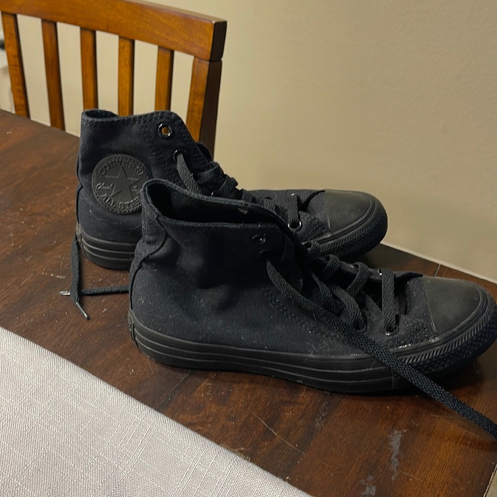 Black on black Converse high tops
